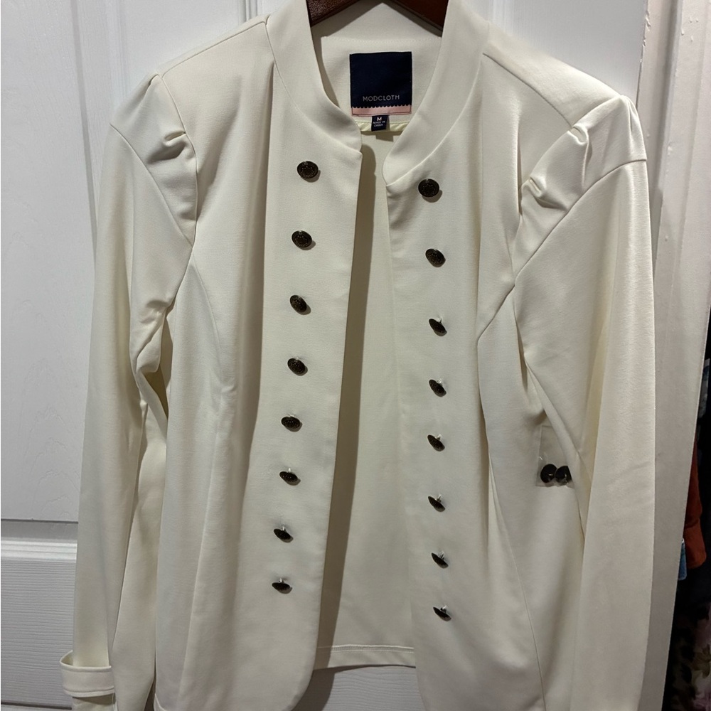 Modcloth Ivory Button-Front Blazer